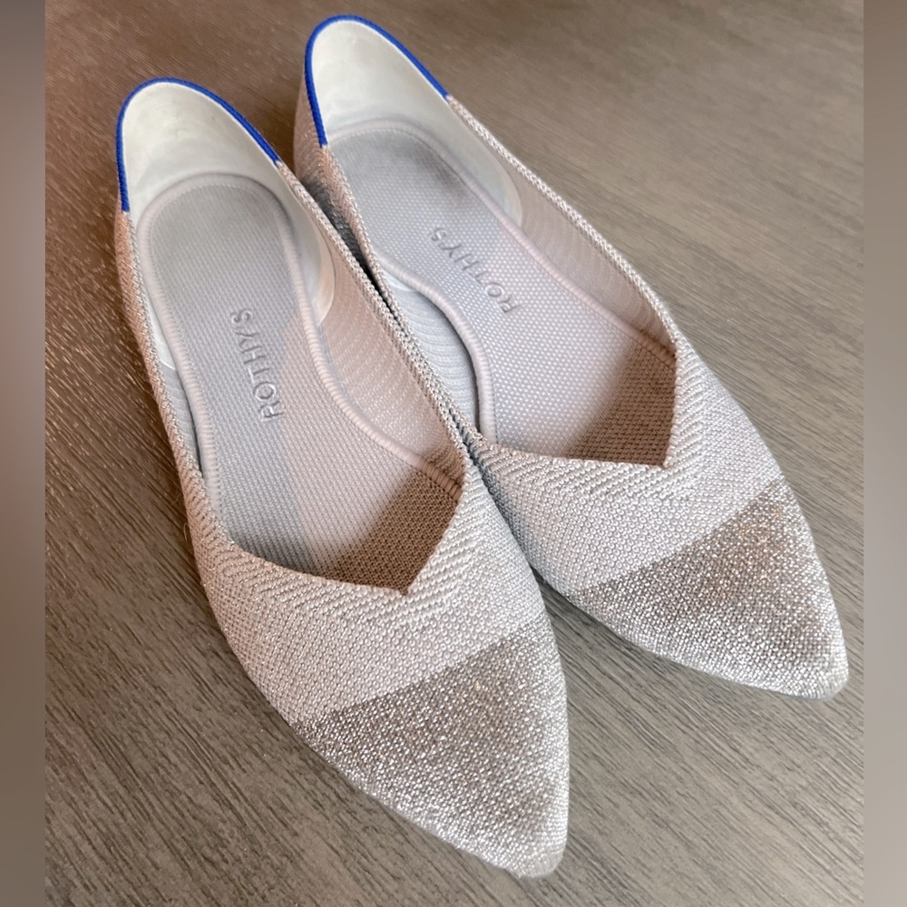 Rothy’s The Point Diamond Metallic Gray Women’s Size 8 EUC